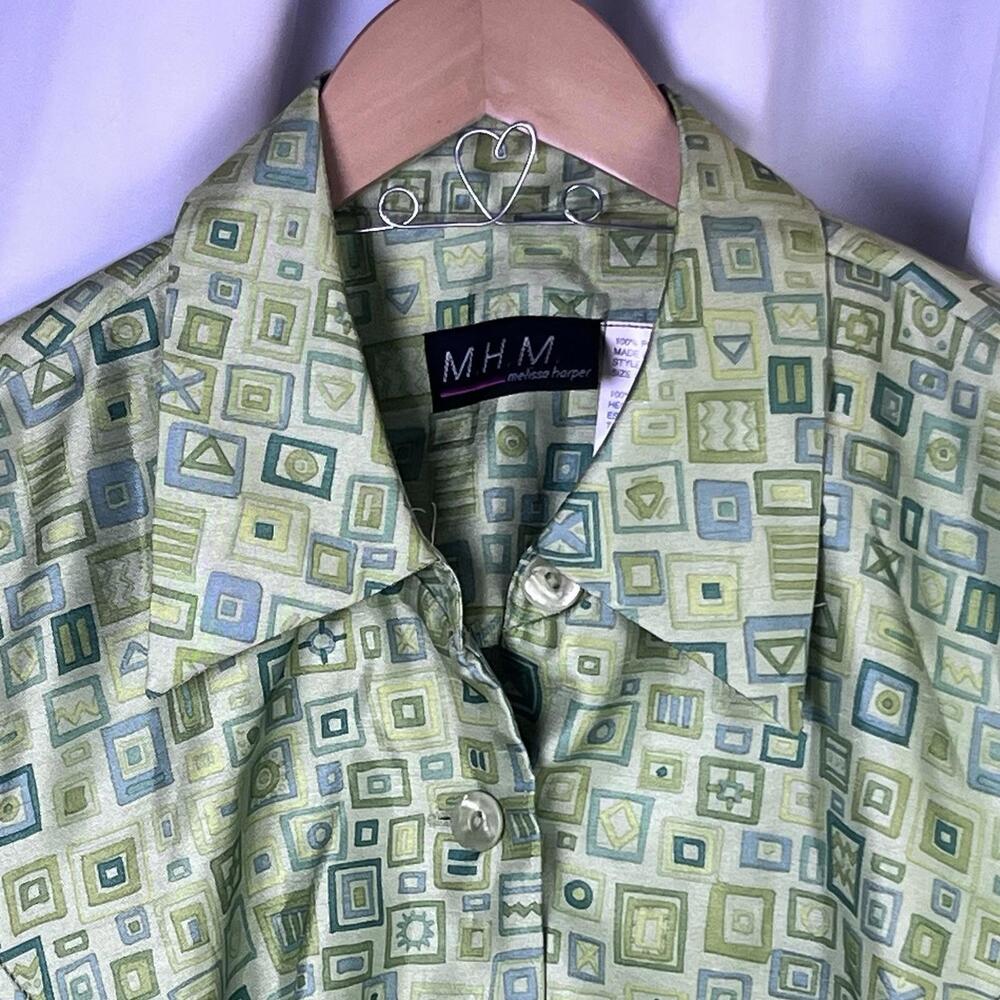 HMH Melissa Harper Green Lightweight Geometric Print Jacket. EUC Size 12 - Picture 3 of 9